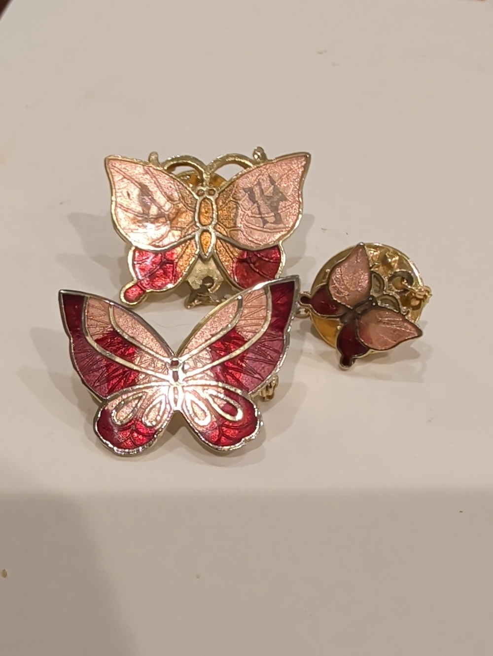 Vintage Butterfly Set Enamel Collar Chain Sweater Clip Brooch And A SingleBrooch